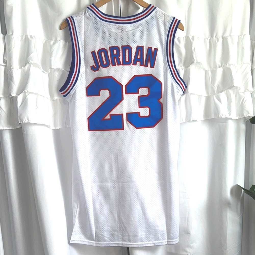 Jordan Space Jam White Jersey with Red and Black Accents